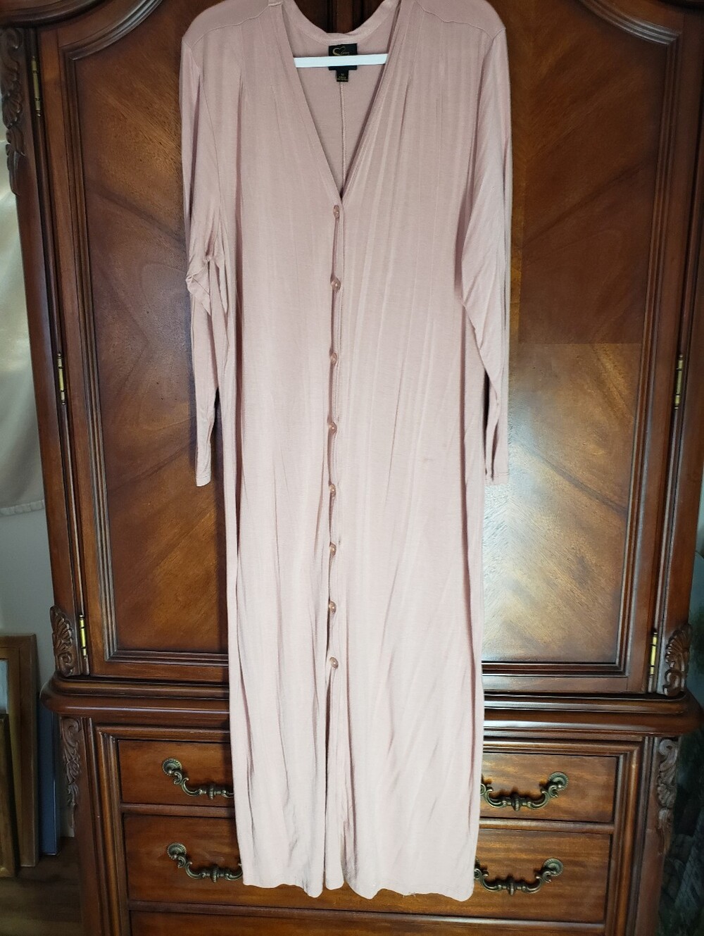 Serena Williams Long Button Up Maxi Dress In Light/Blush Pink